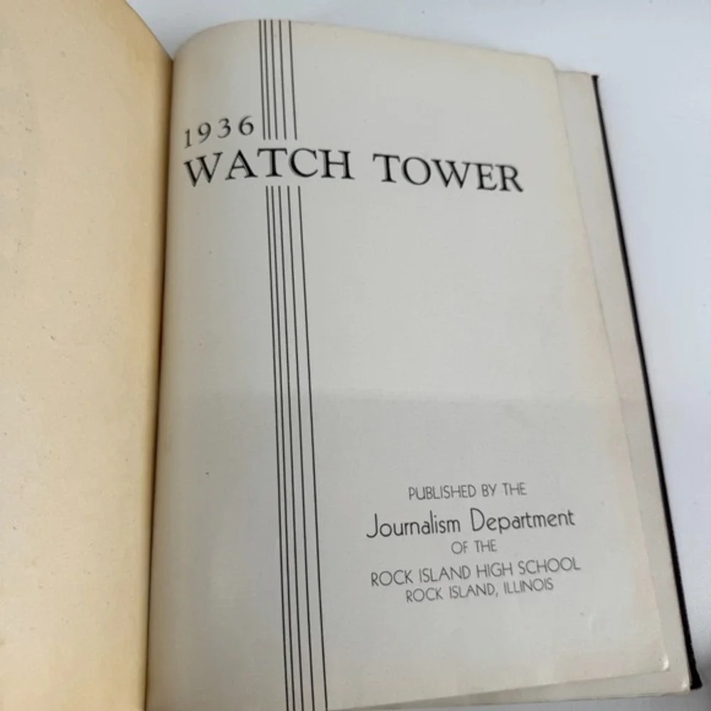 1936 Rock‎ Island HIGH SCHOOL Rock Island IL Illinois Yearbook Watchtower Signed
